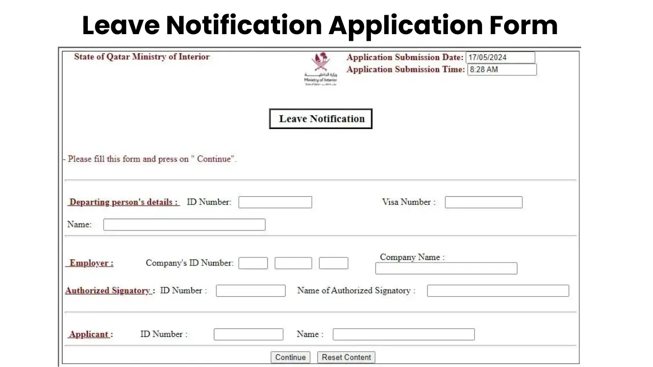 Leave Notificatipon Application Form